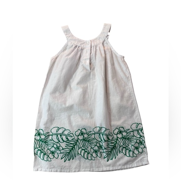Janie and Jack white with green floral trim with wooden rings on shoulder - Picture 1 of 6